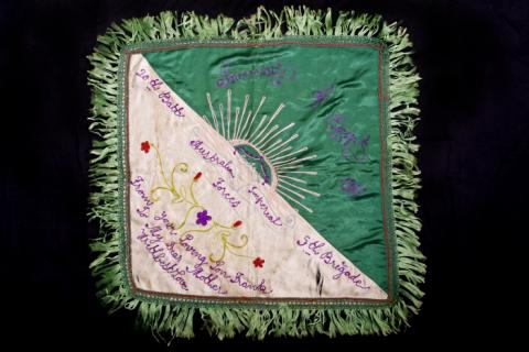 Embroidered fabric banner belonging to Francis Henry Pugh.