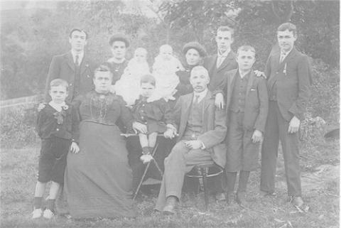 Faded black and white portrait of Morrison family