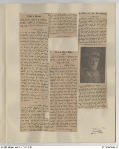 A newspaper clipping featuing Frederick Warren Muir