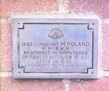 Grave marker for Matthew Poland, stating he was in the 2nd Battalion and died 30th August 1962 age 73