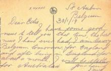 Scan of the postcard, dated 30/1/19, from Belgium.