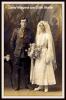 Sepia photograph of David and Edith in wedding attire. 